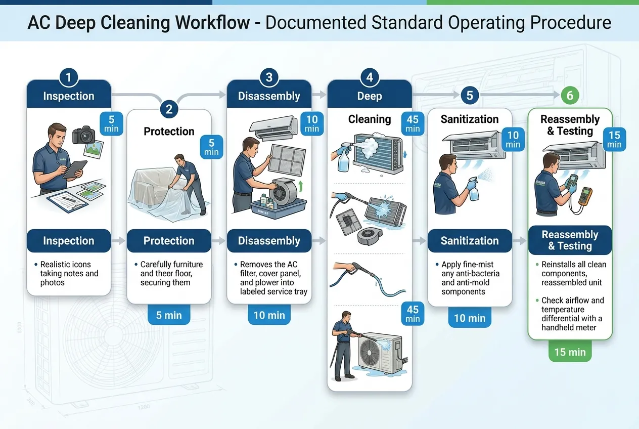 Rahat 6-step AC cleaning process