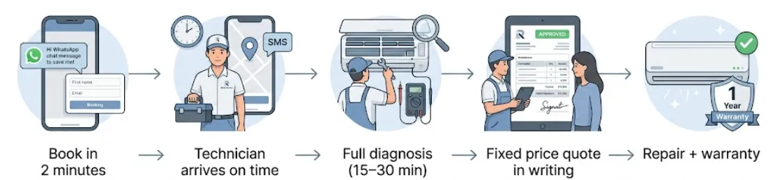 Rahat AC repair visit process