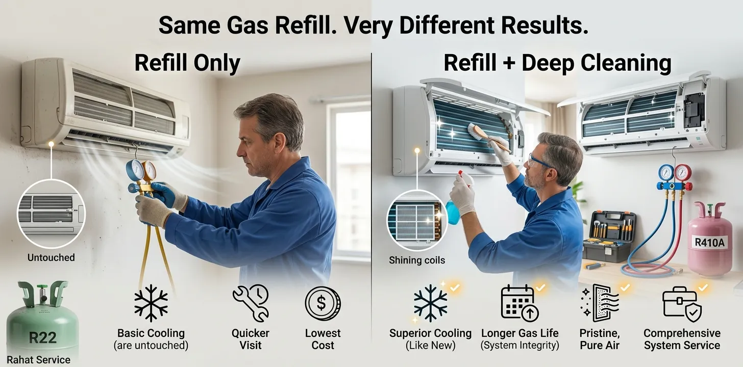 Gas refill vs gas refill plus deep cleaning honest advice
