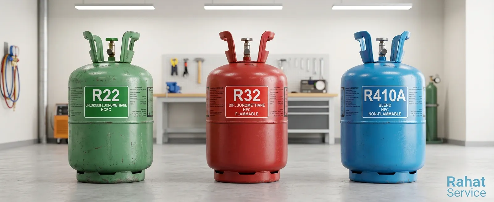 Types of AC refrigerant gas Rahat refills