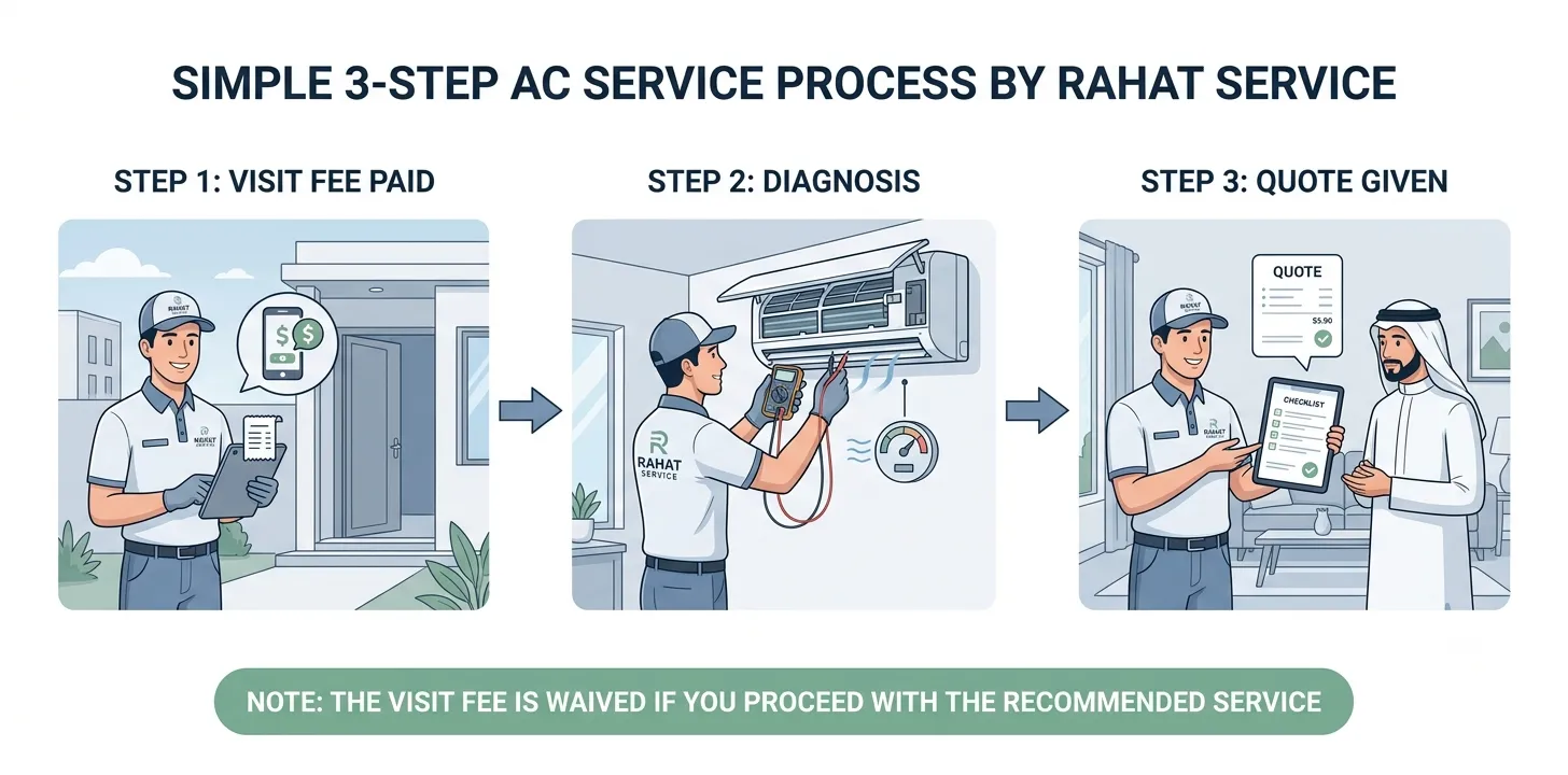 Rahat AC repair pricing breakdown